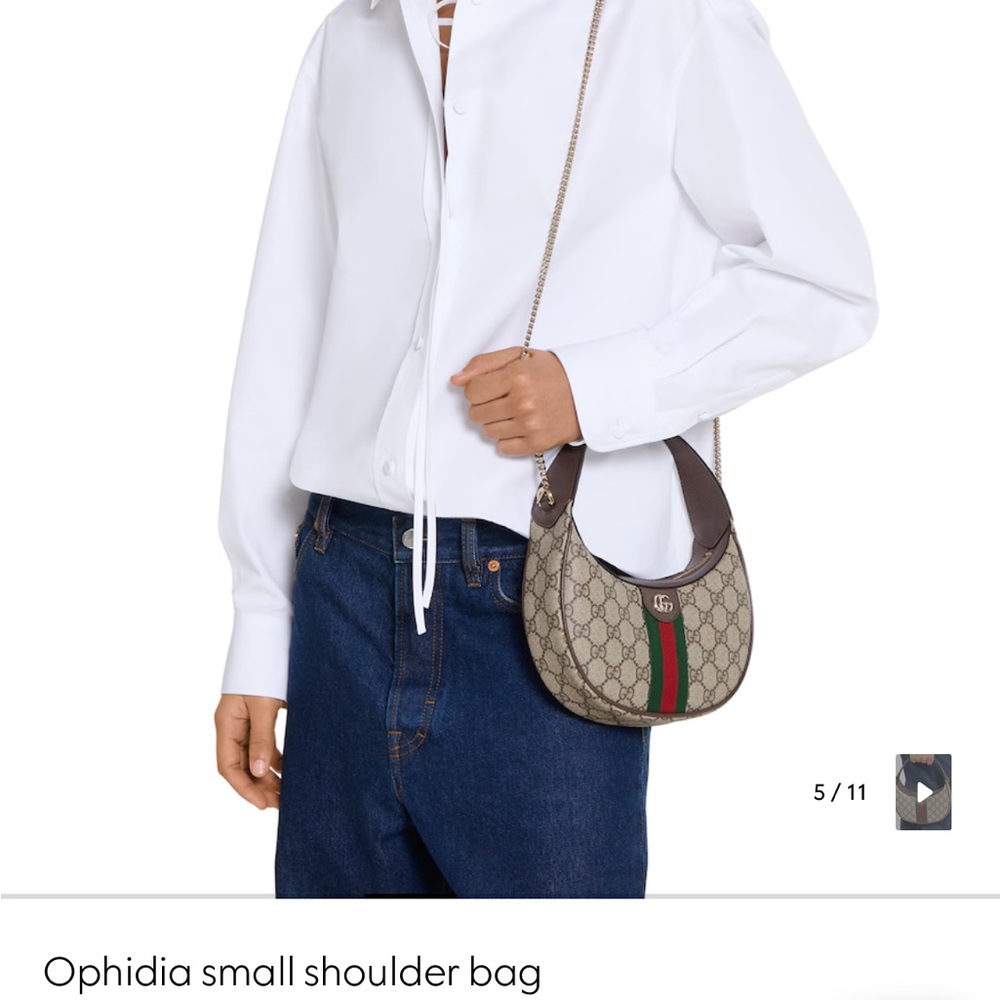 Gucci Ophidia Beige and Burgundy Shoulder Bag - Picture 5 of 11